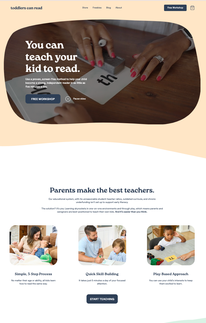 Example of how to sell an online course with a sales landing page