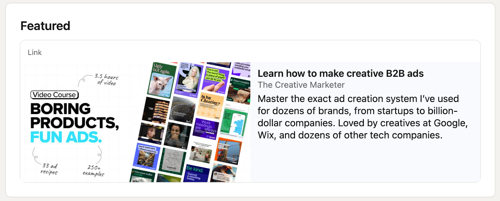 This image is a screenshot of a featured section from LinkedIn to give readers idea about how to promote their course on social media.