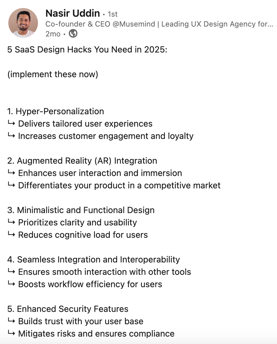 Example of Social media marketing via LinkedIn