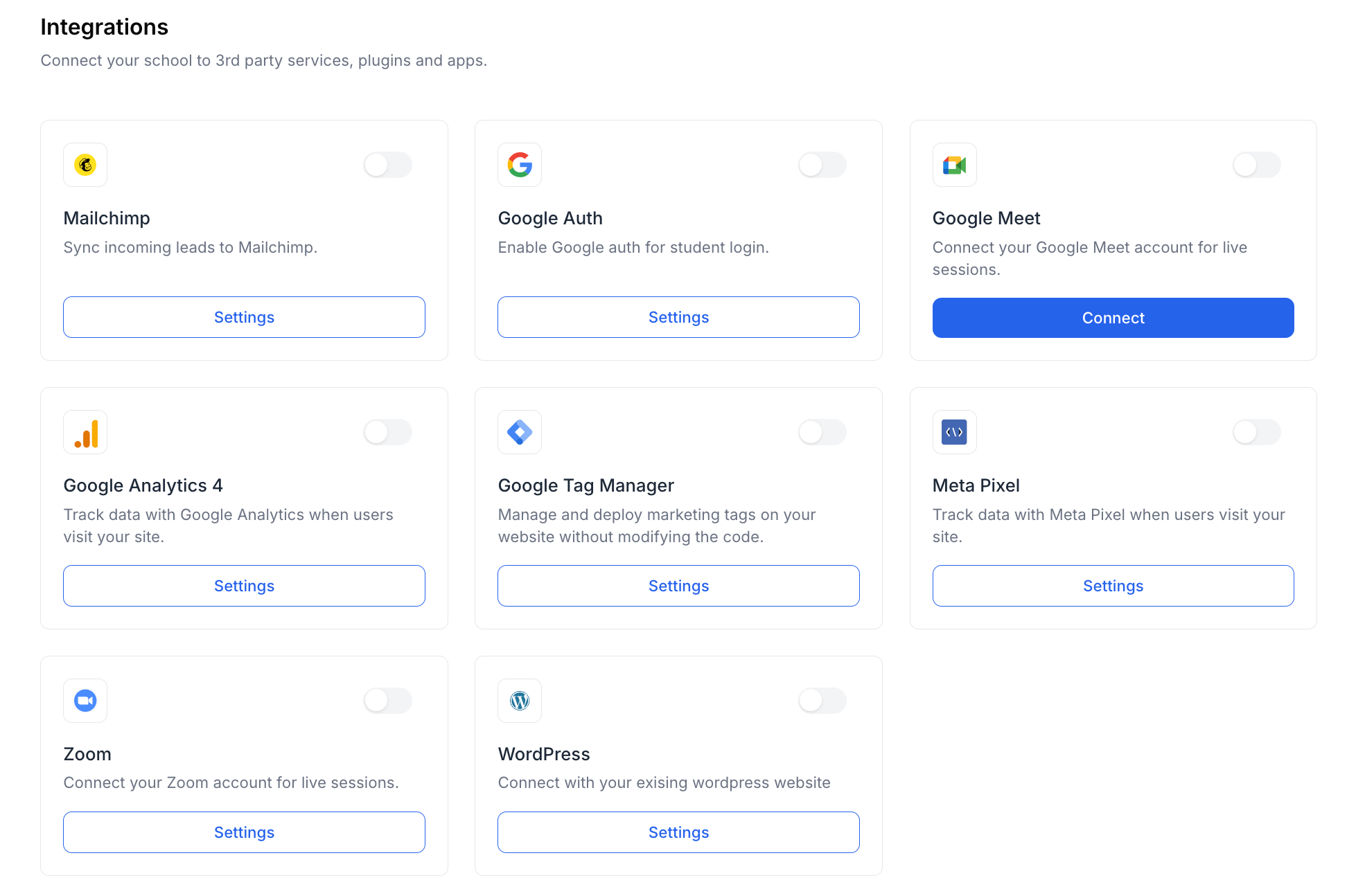 Klasio third-part integration tools