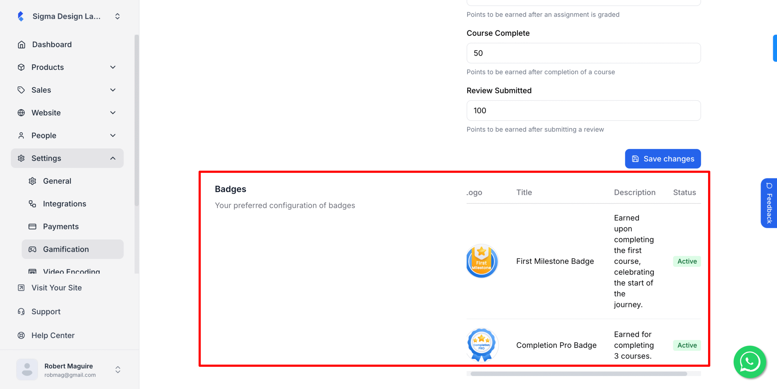 This image is a screenshot of Klasio gamification settings with the leaderboard badges in view.