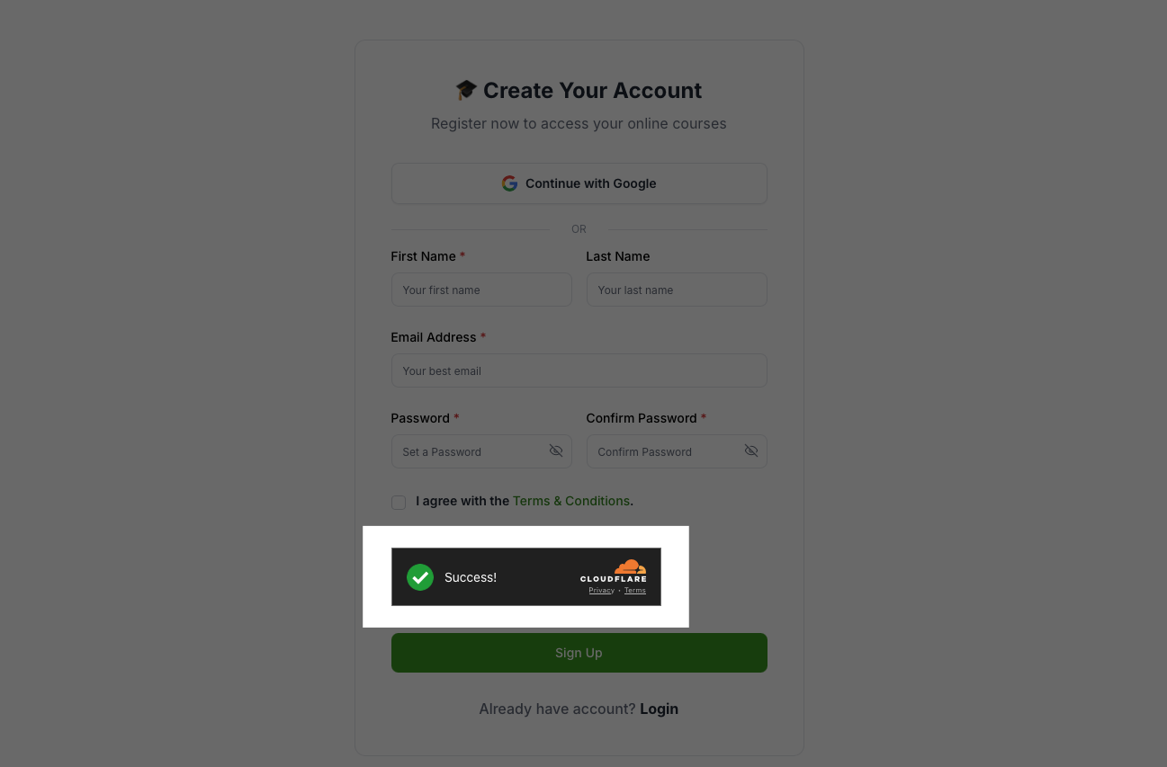 Klasio Cloudflare Turnstile Integration