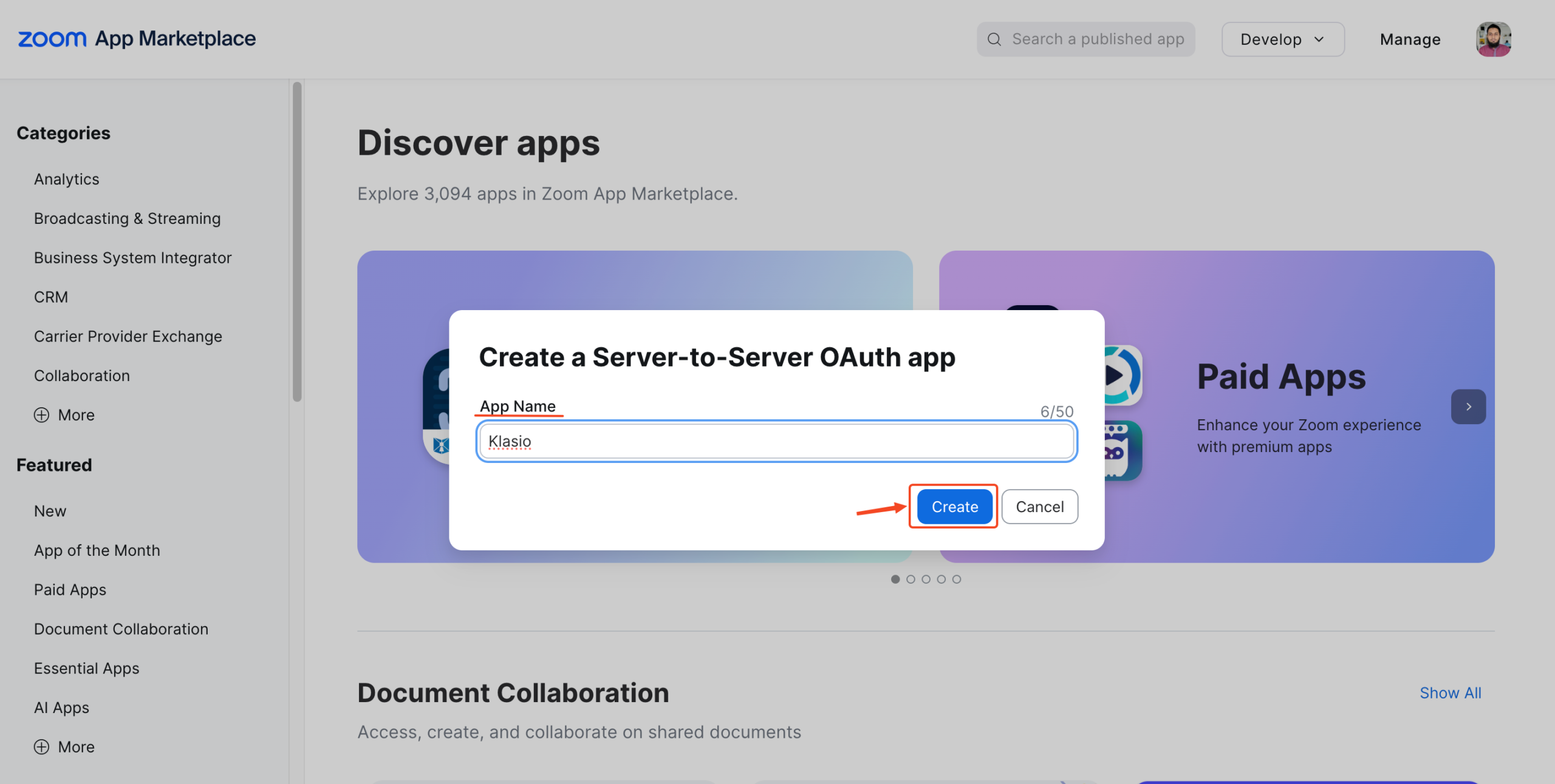 This image is a screenshot of Zoom Developer panel with the option to insert App name highlight.
