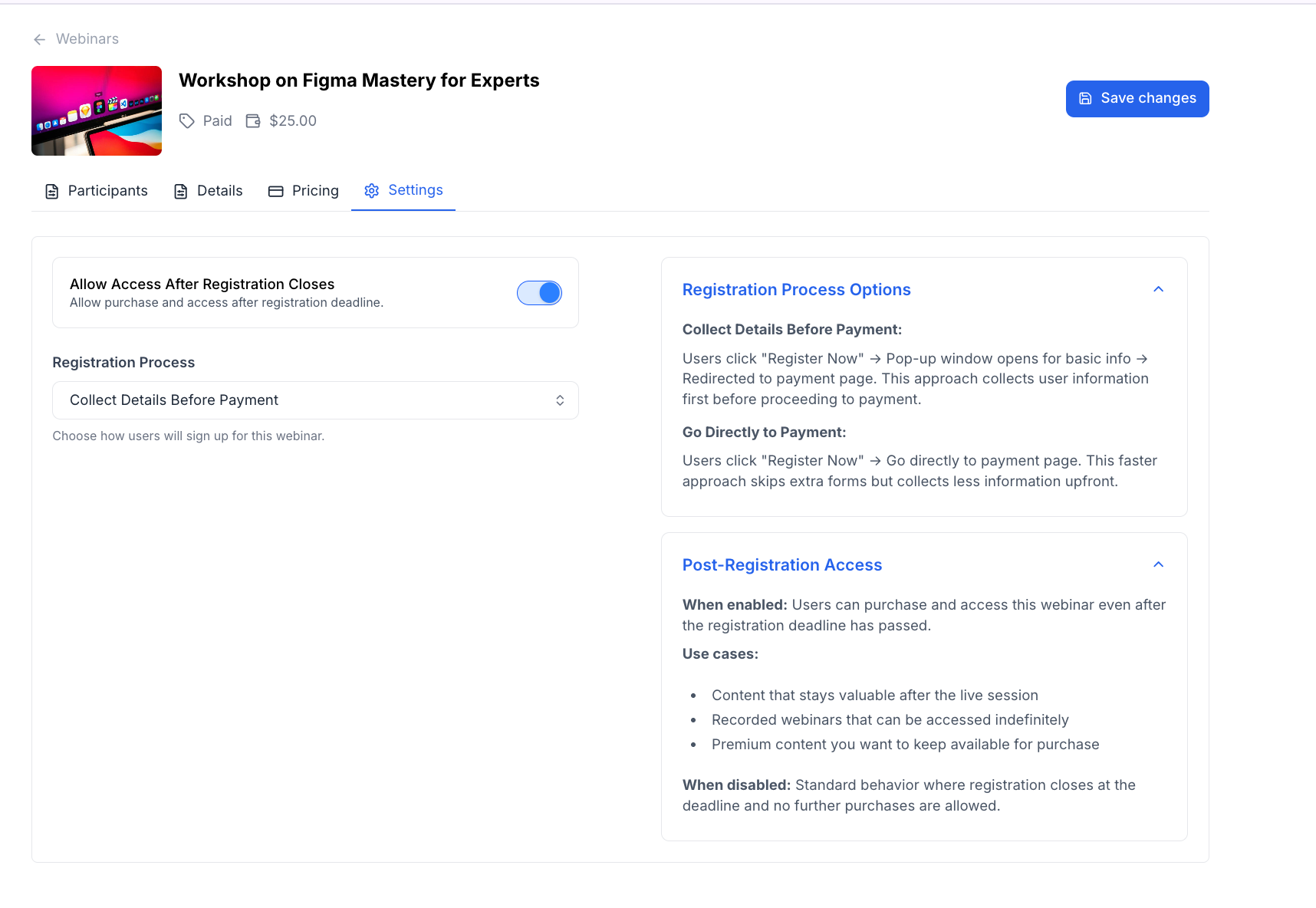 Post-Registration Access for Webinars