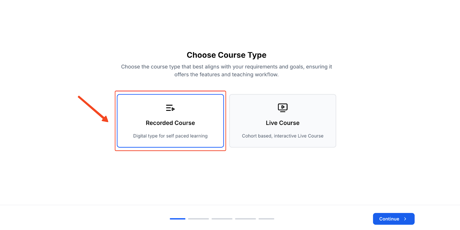 Choose course type