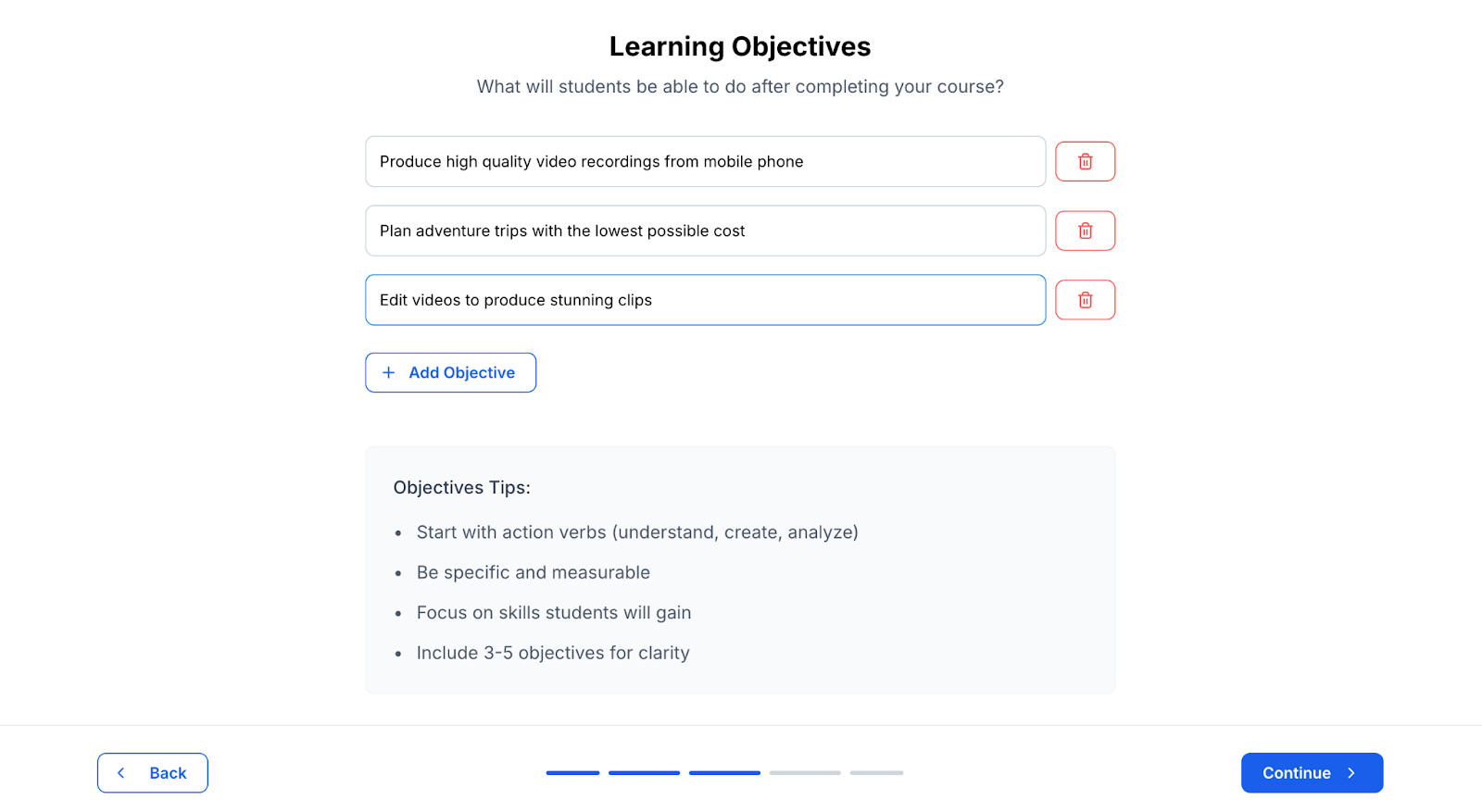 Define learning outcomes