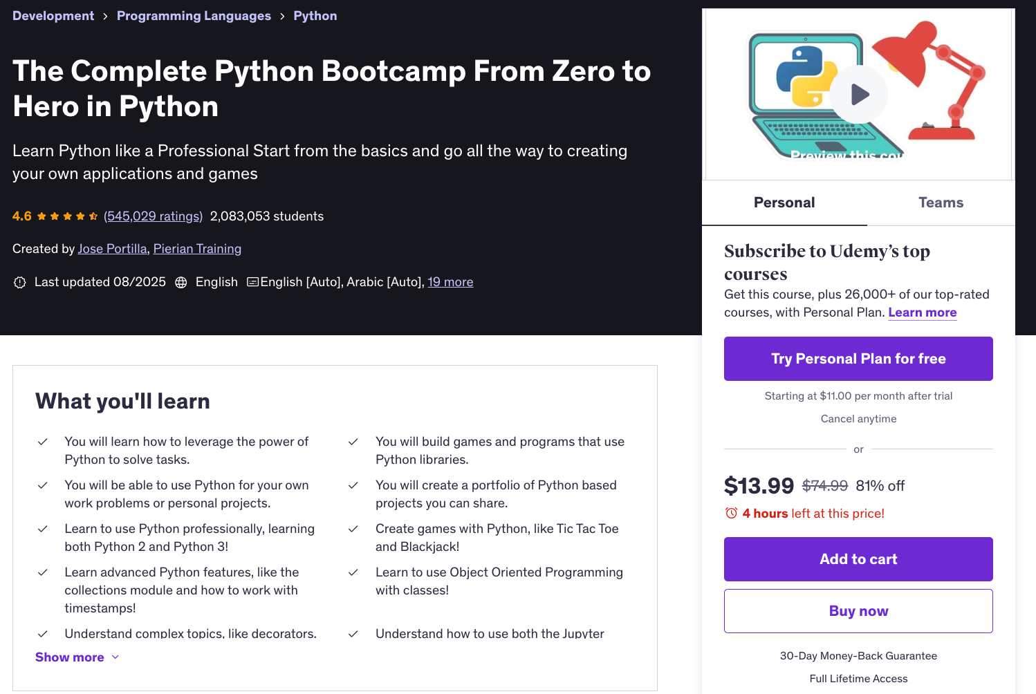 The Complete Python Bootcamp From Zero to Hero in Python