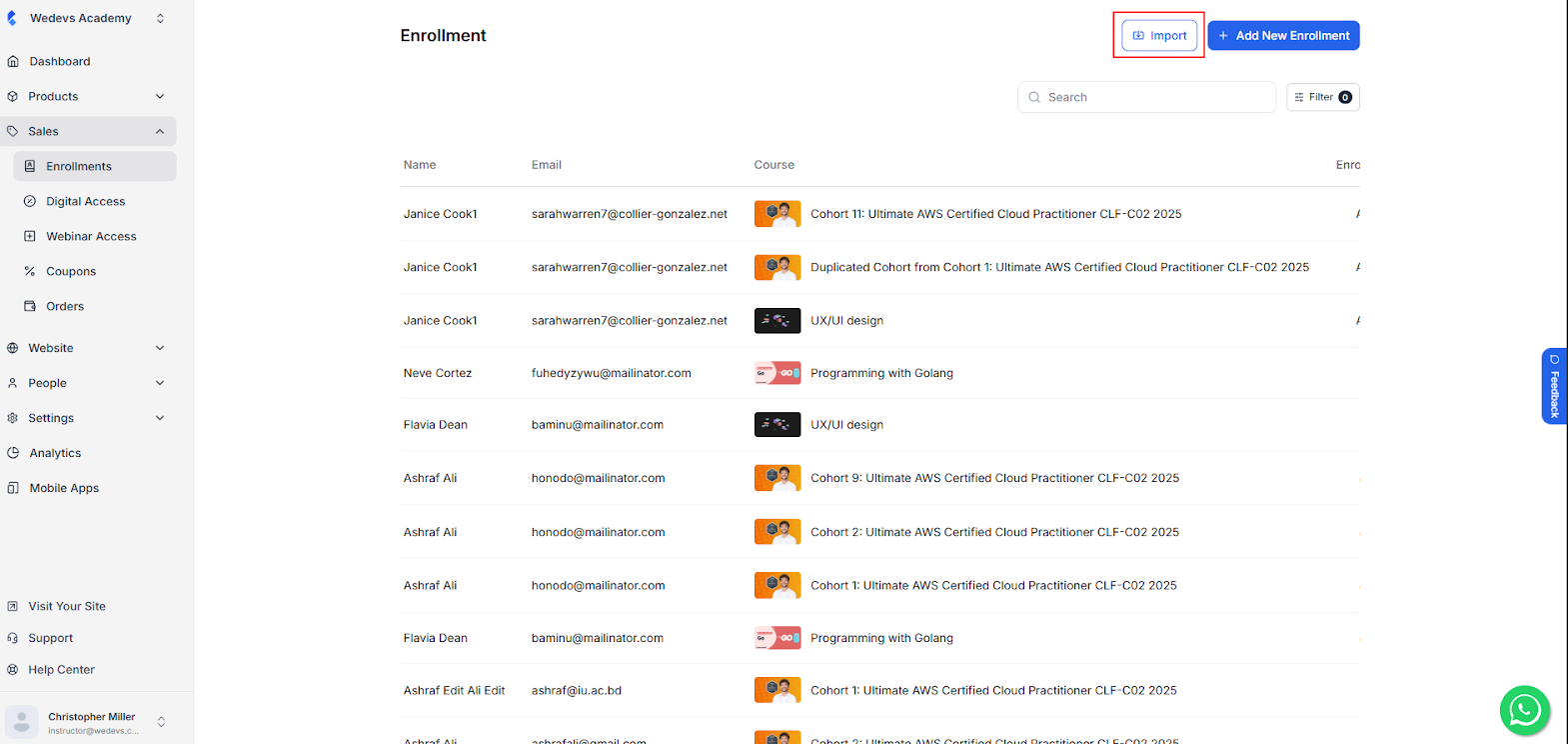 Bulk Course Enrollment Import