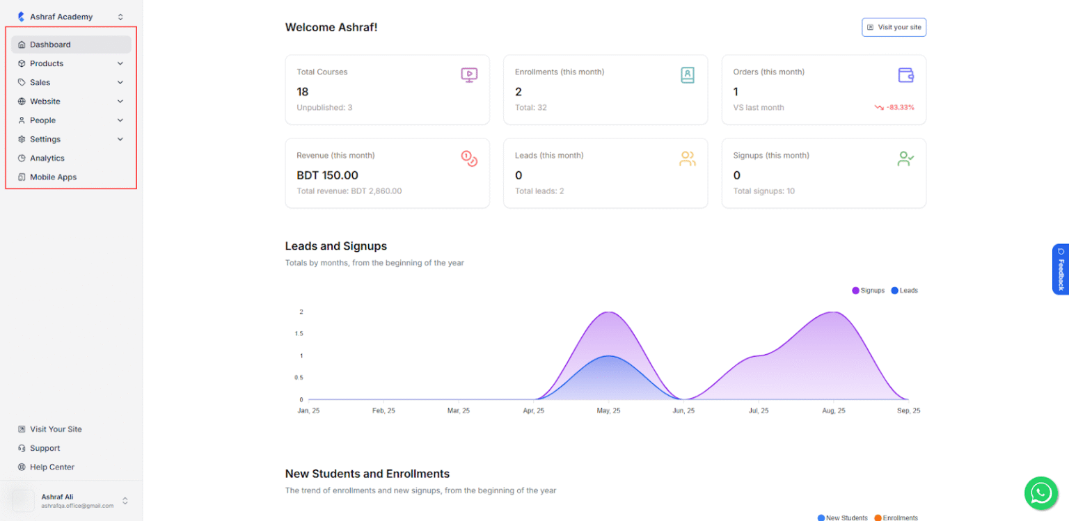 New look to the sidebar menu