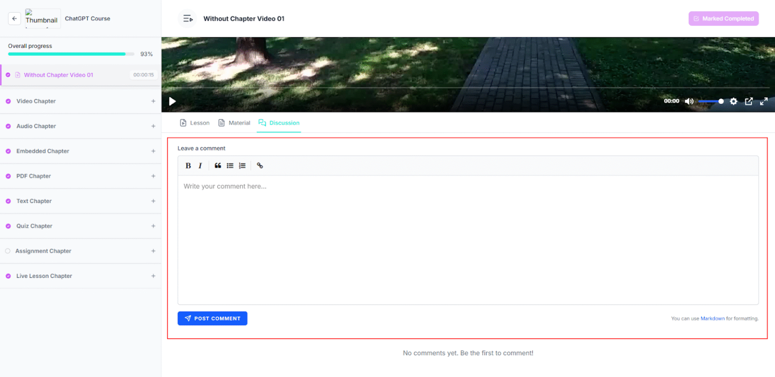 Option to leave comments in lessons