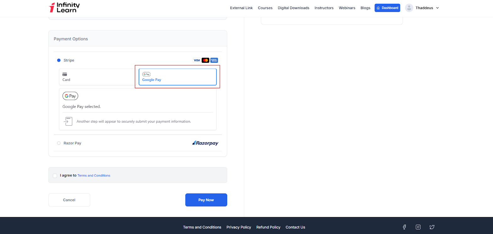 Google Pay Integration in Stripe