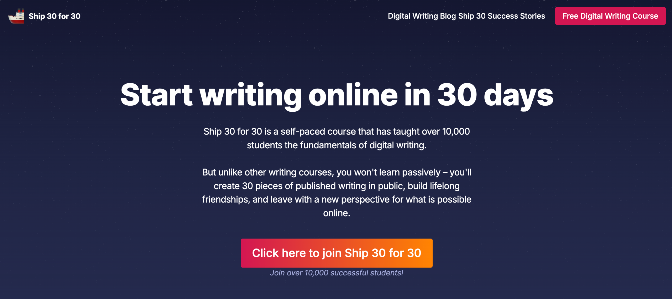 Course sales page headline example