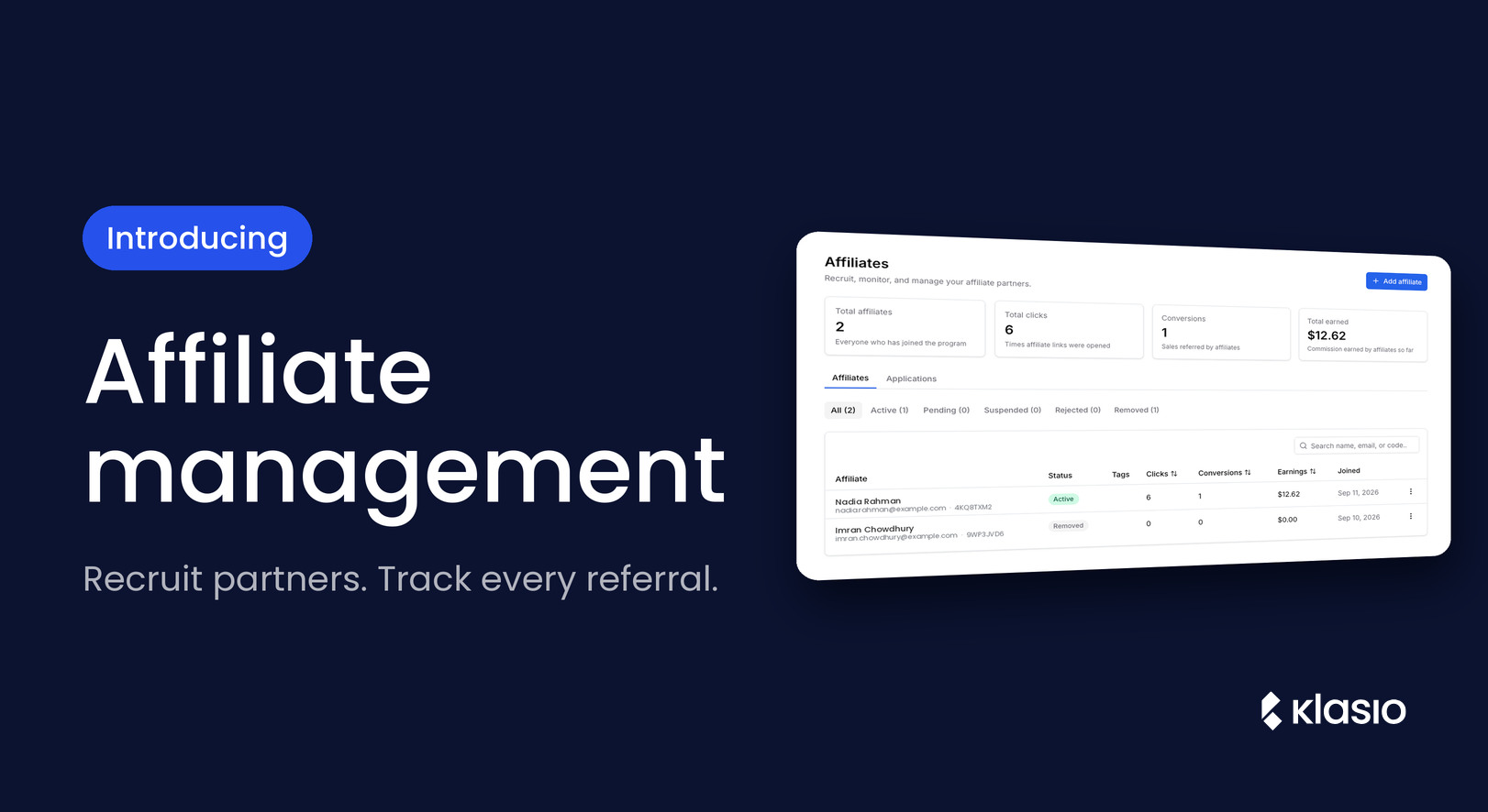 Introducing Affiliate Management in Klasio